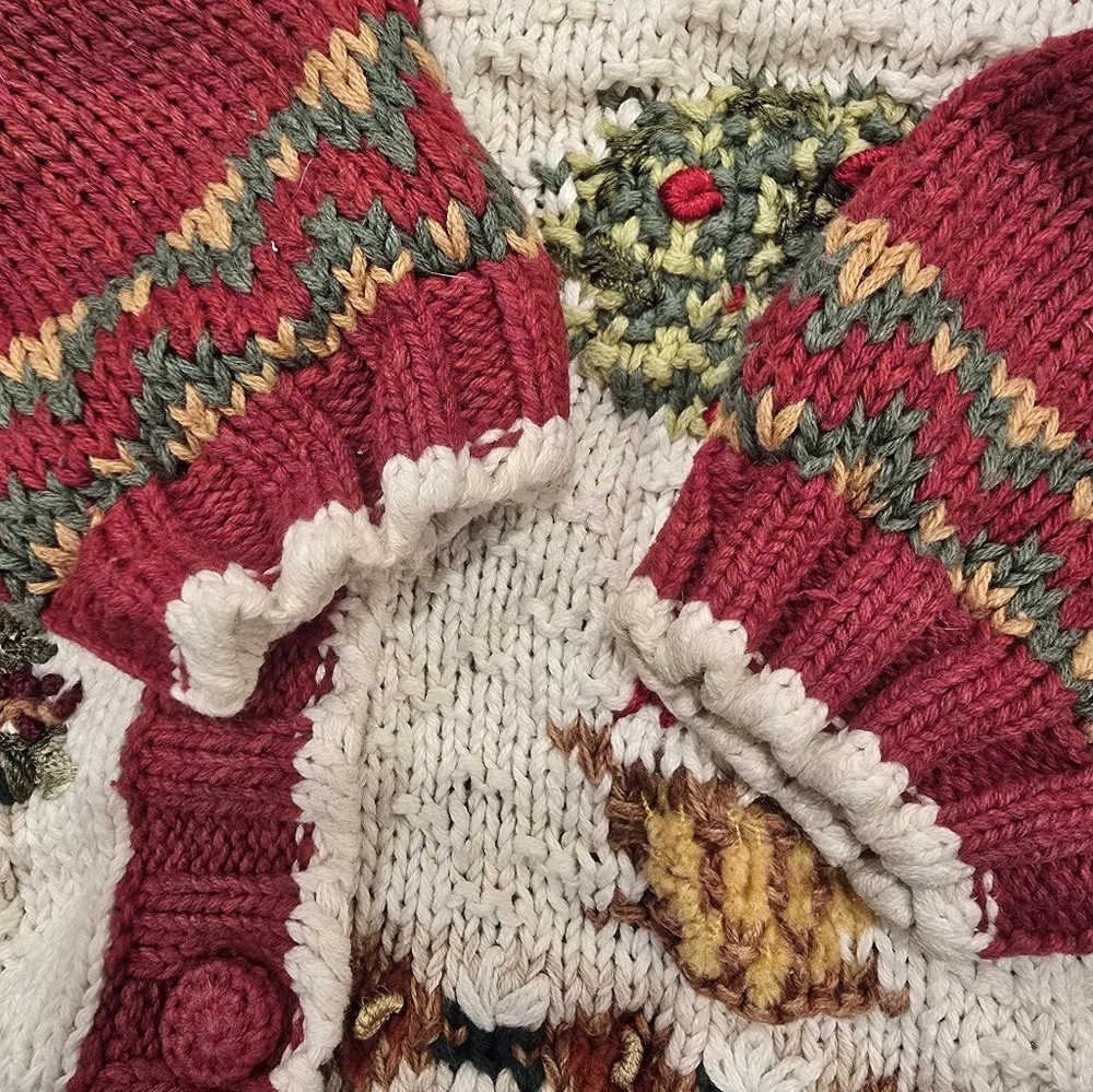 Vtg Heirloom Collectibles Christmas Chunky Cardigan Sweater Size M - Picture 11 of 11
